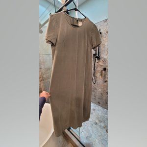 90s grey cotton denim short sleeve "t-shirt" maxi dress with key hole back